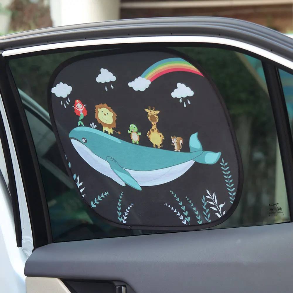 

2pcs Car Sunlight Shade For Kid Baby Pet Windscreen Car Window Shade Roof Window Sunlight Protective car Shield Visor fish print