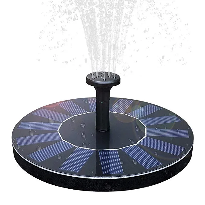 

Black Floating Round Small Water Features Square Solar Panel Fountain 1.4W Garden Pump FOR Decoration