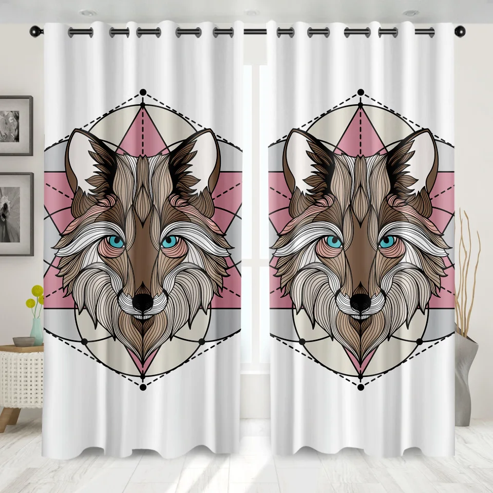 

SOFTBATF Lion and Wolf Windows Curtains Darkening for Living Room Bedroom Decorative Kitchen Curtains Dropshipping