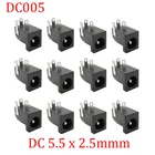 100 шт., черный разъем источника питания постоянного тока DC005 5,5x2,5 мм