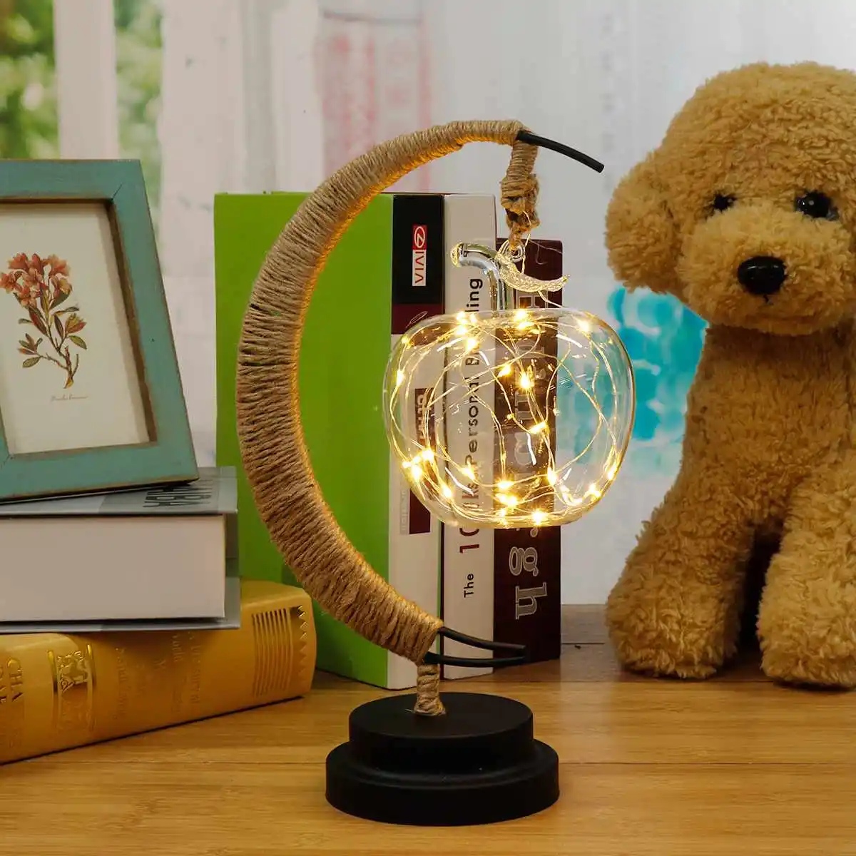 

LED Moon Sepak Takraw Lamp Line Rattan Handmade Hemp Rope Wrought Iron Night Light Home Decoration Night Lamp Christmas Gifts