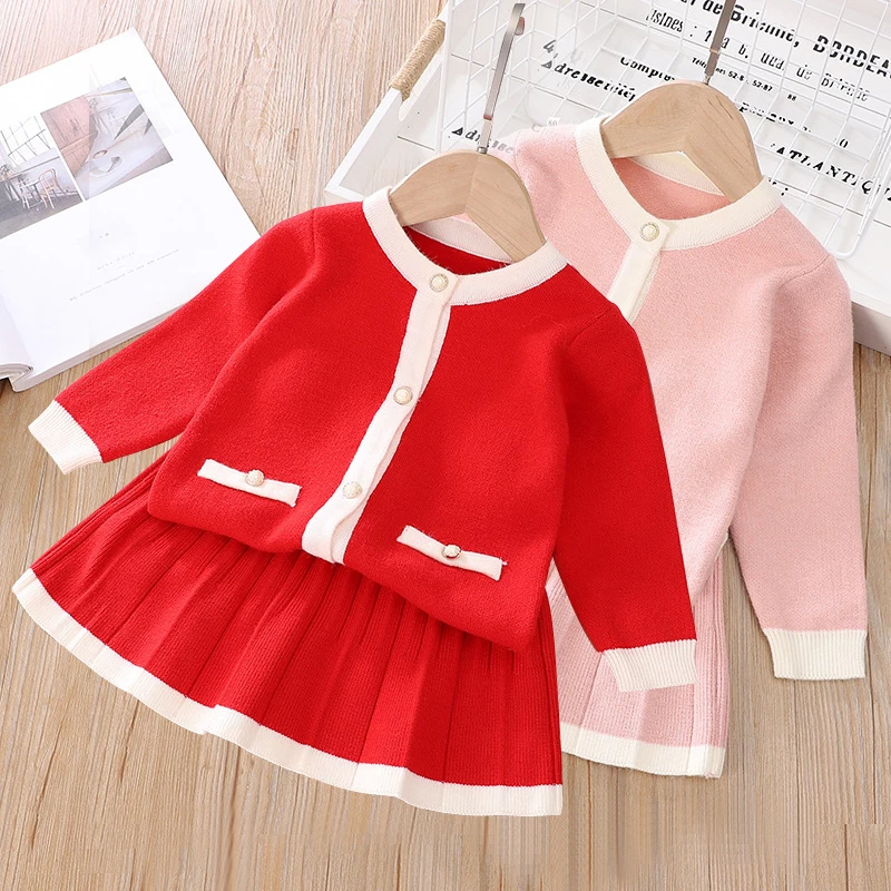 Зимний свитер для маленьких девочек детский вязаный кардиган костюм теплый