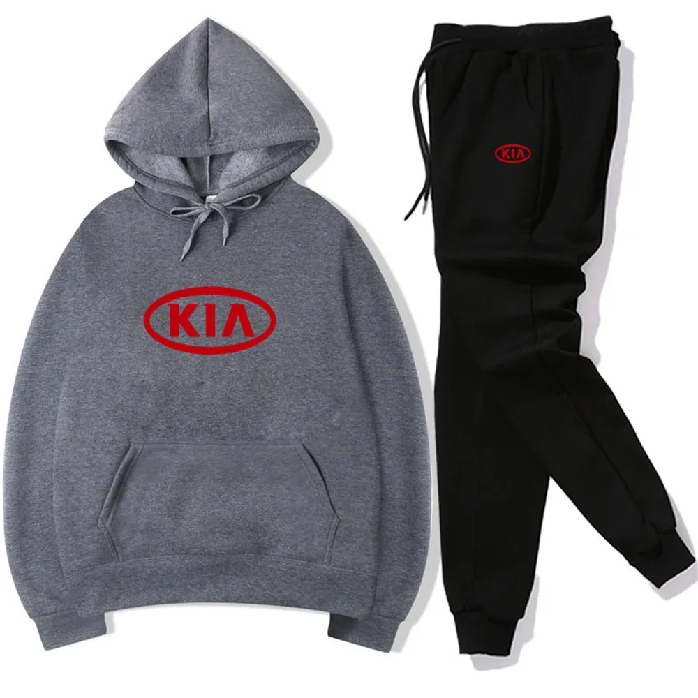 

2021 Men's spring and autumn tide brand high-quality KIA car logo printing design youth guard clothes casual sports suit men