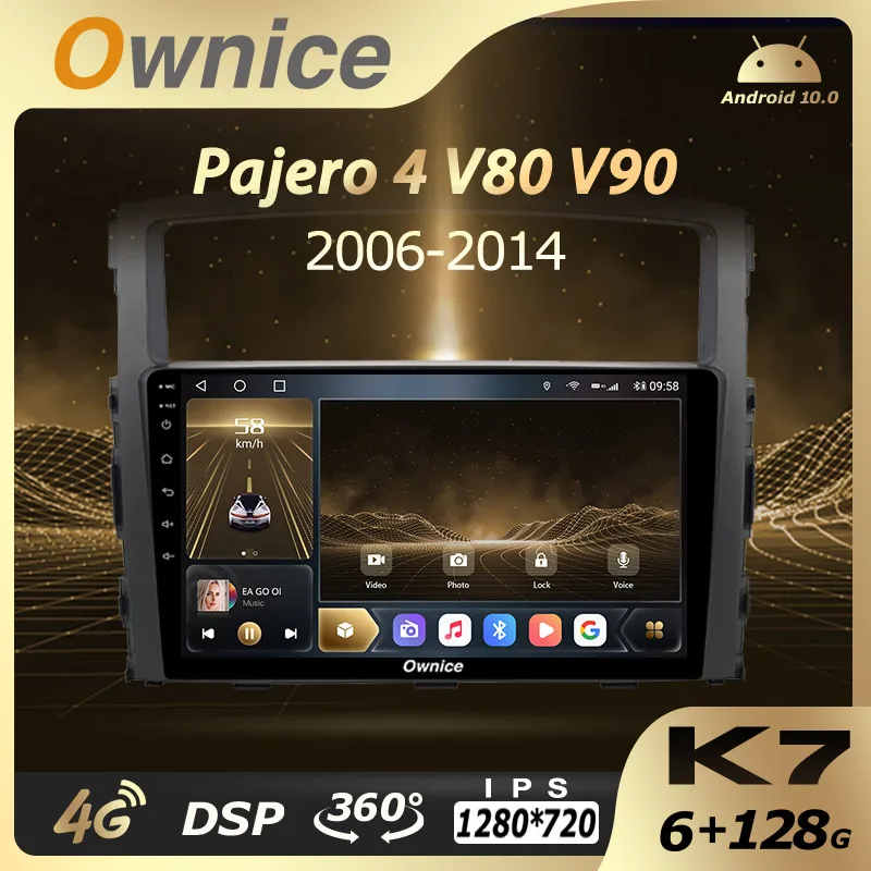 Автомобильное мультимедийное радио 6G + 128G Ownice Android 10 0 для Mitsubishi Pajero 4 V80 V90 2006 2014 2 Din