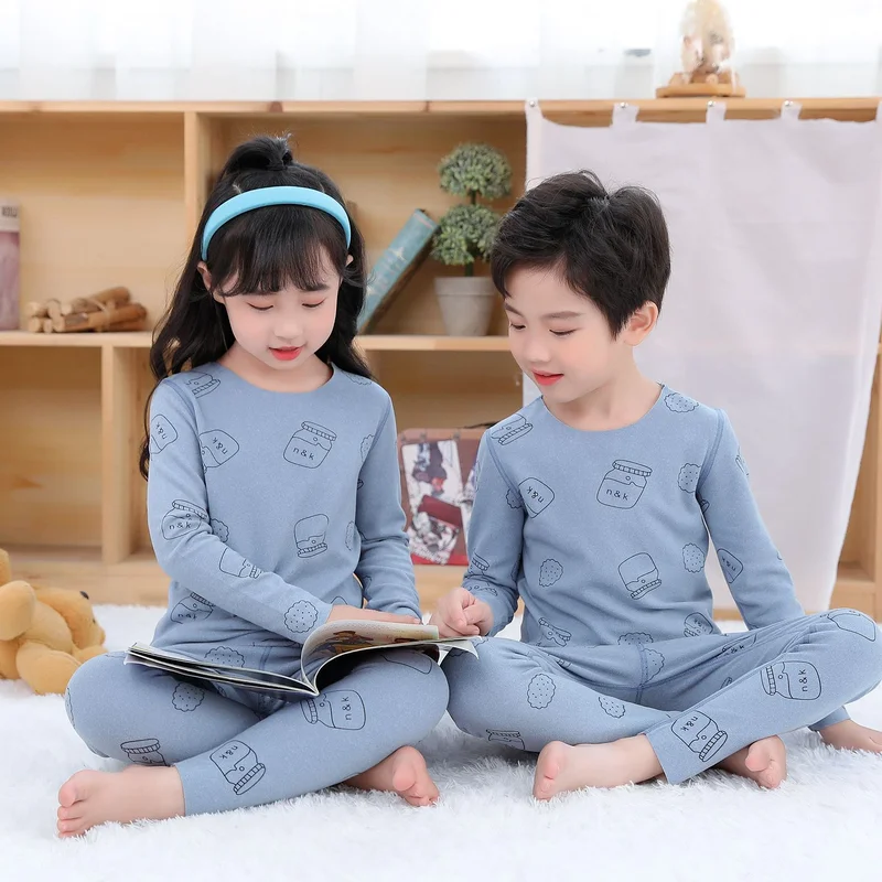 

Autumn Winter Thermal Underwear Children Clothing Set 2021 Boys Girls Pajamas Set Kids Clothes Seamless Sleepwear Home Clothes