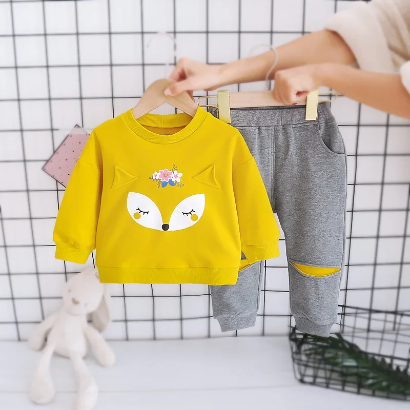 

Fall Kids Baby Clothing Set New Spring Autumn Toddler Cartoon Print Clothes Long Sleeve Shirt Pants Boys Girls Kids Clothes 2Pcs