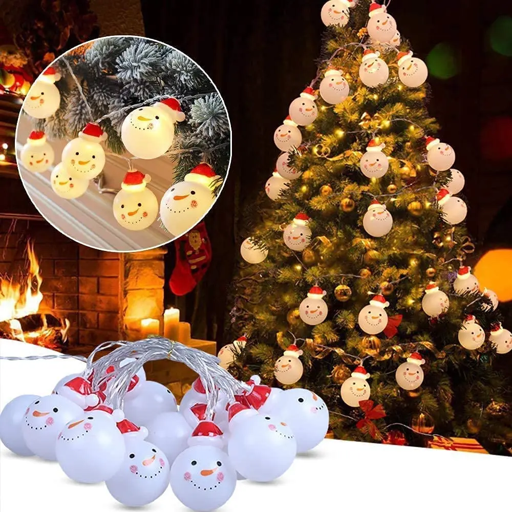 

Christmas Lights Battery Waterproof String Light 20 LEDs 8 Modes Snowman,Indoor Outdoor DIY Halloween Decorations for Tree Home
