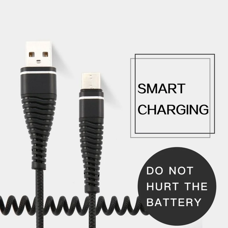 Satılık USB-C C Tipi Kablo Sarmal Yay Spiral Tip-c Erkek Uzatma Kablosu Veri Sync şarj Kablosu şarj Kablosu Samsung