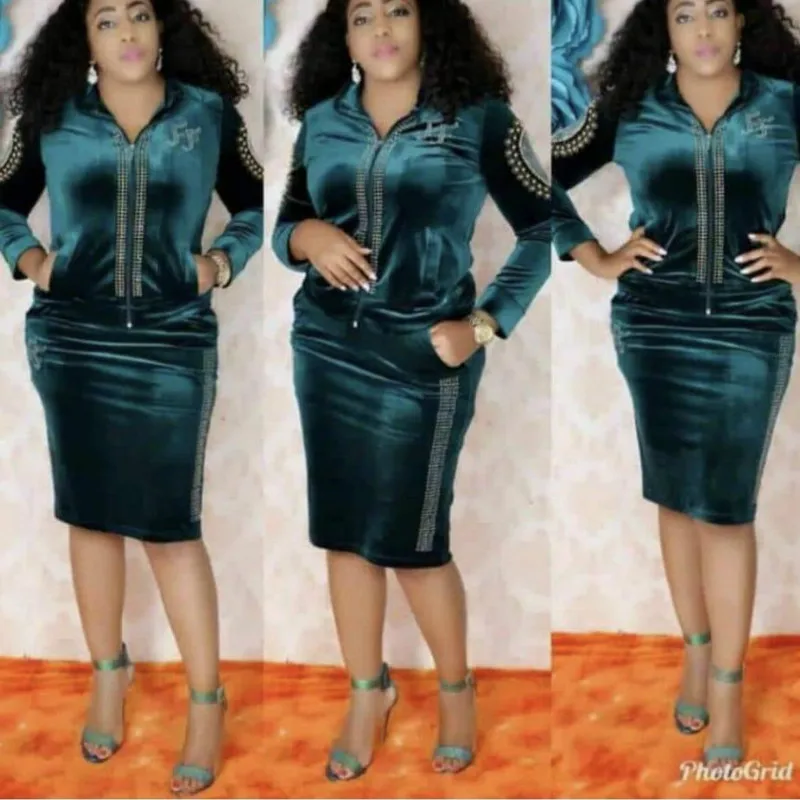 Бархатные африканские платья для женщин комплект из 2 предметов Дашики