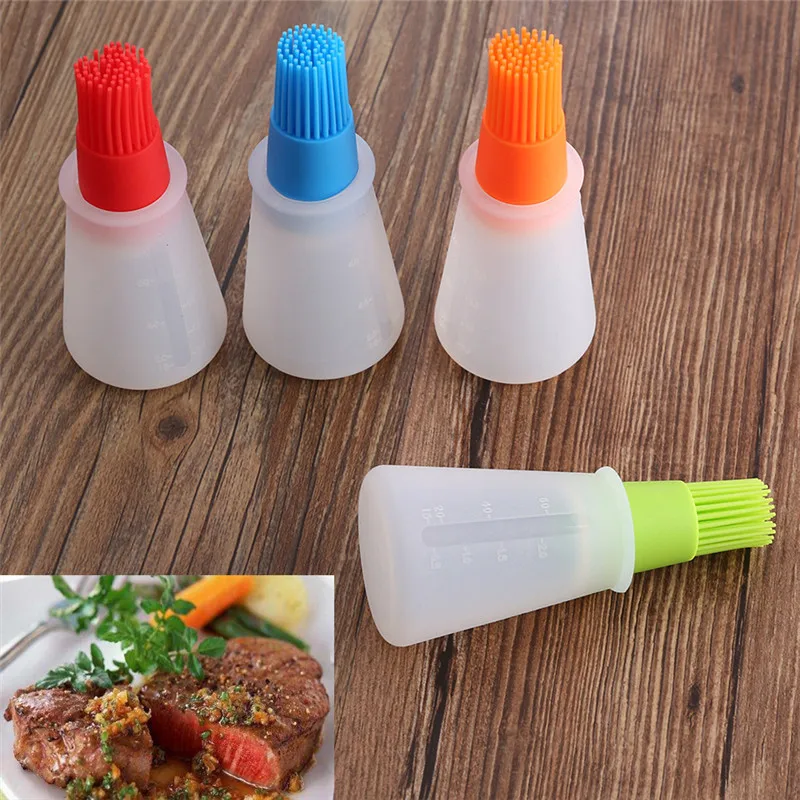 1 Pcs Portable Silicone Oil Bottle with Brush Grill Brushes Barbecue baking sweep Kitchen Baking BBQ Tool Tools for | Дом и сад