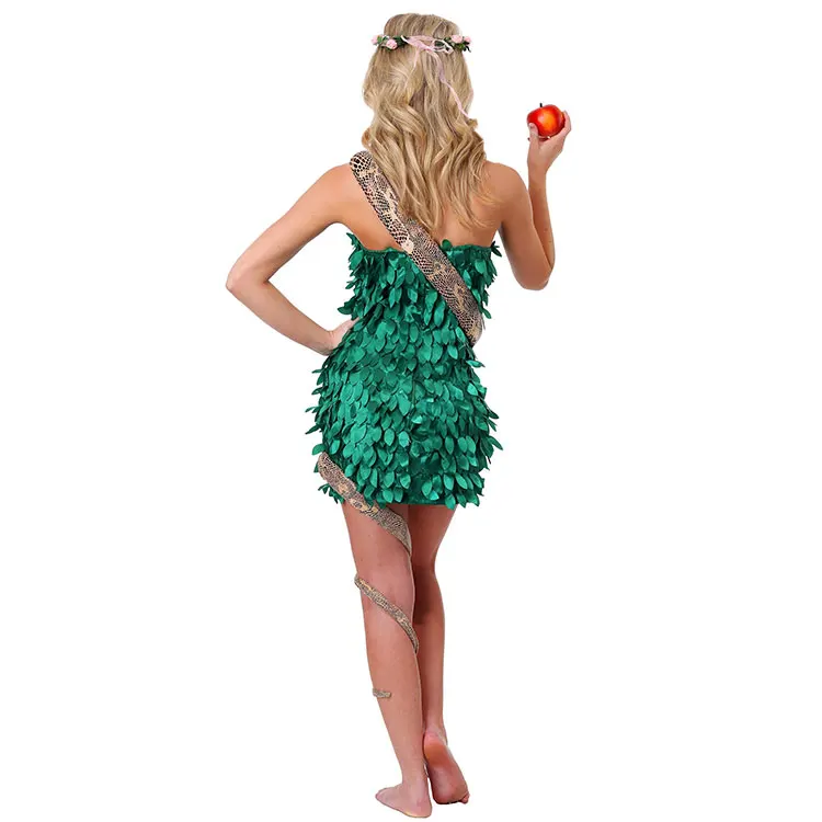 

Women Halloween Cosplay Fairy Tale Bible Story Adam and Eve Cosplay Dress Forest fairy The goddess of the tribal Green Costume