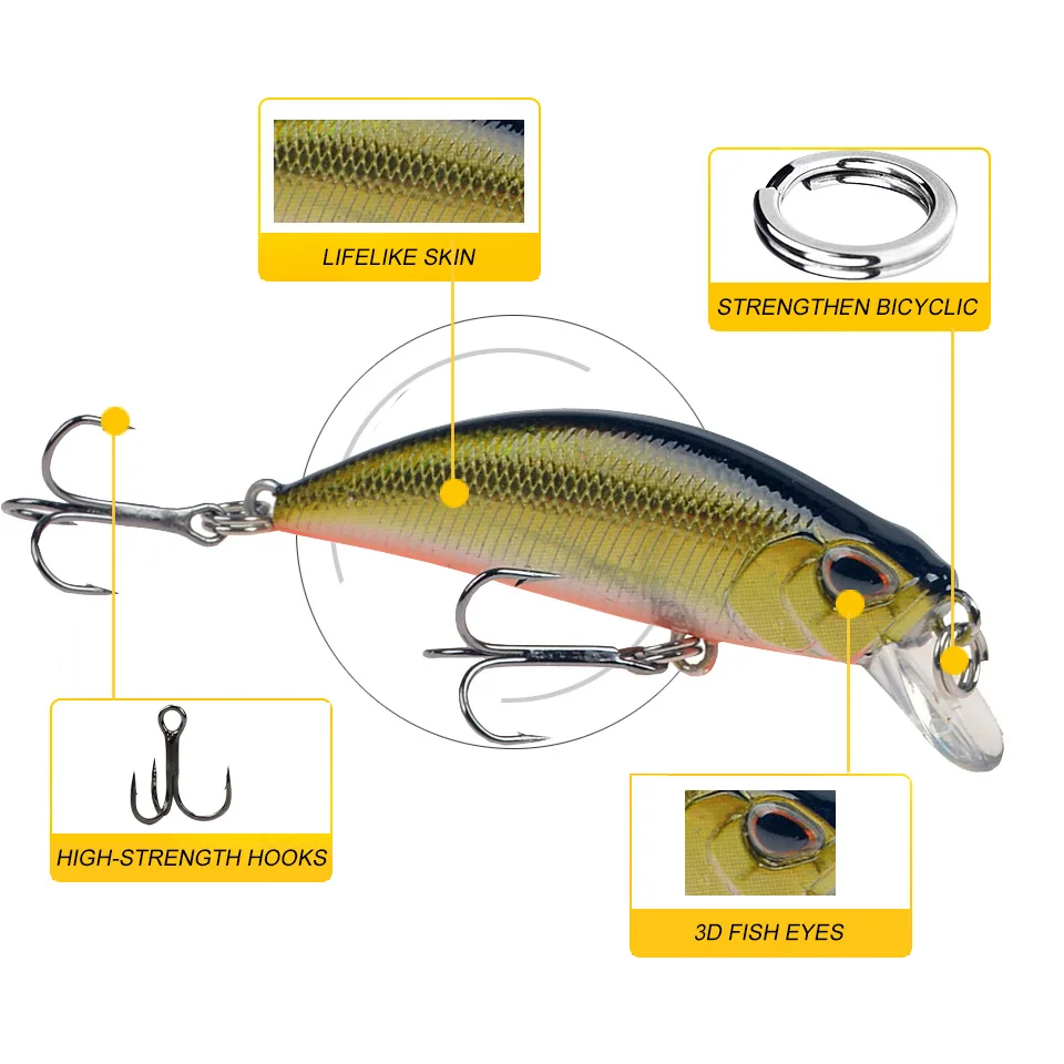 Рыболовная Приманка в виде гольяна 5 см искусственная жесткая плавающая приманка