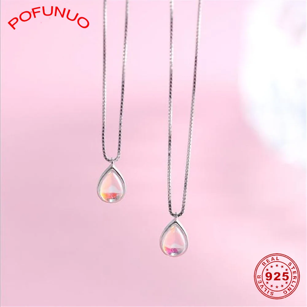 Женское ожерелье из серебра 925 пробы с подвеской в виде капли воды и Луны |