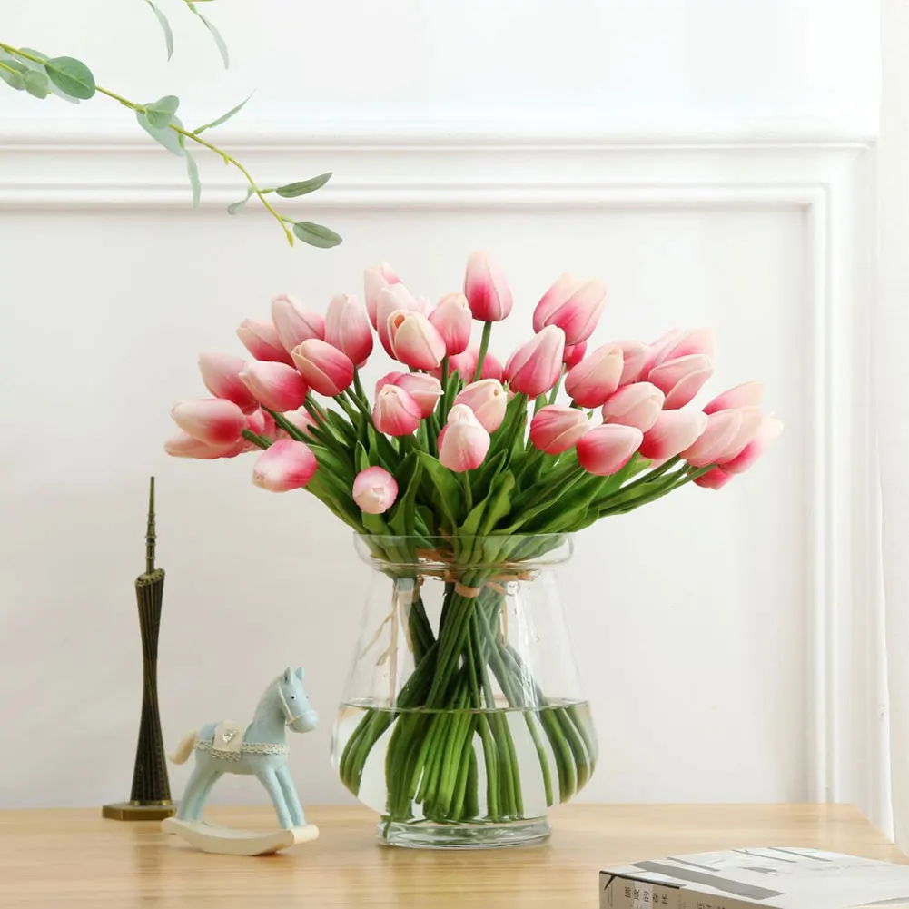 

10pcs Bouquet Artificial Tulip Home Garden Wedding Flower Arrangement Desktop Decor Home Wedding Decoration indoor