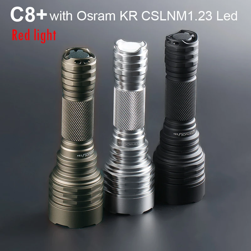 

Convoy C8 Plus with KR CSLNM1.23 Red Light Flashlight Lanterna Led Flash Light 18650 Torch Camping Fishing Hunting Latarka Lamp