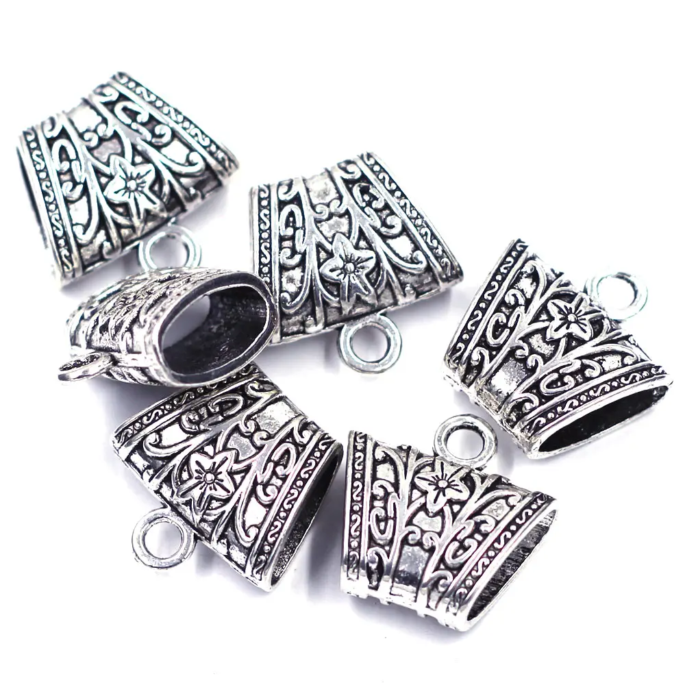 50 шт. резные бусины для шарфов 23 х23 мм|bail beads|silver tonebead bail |