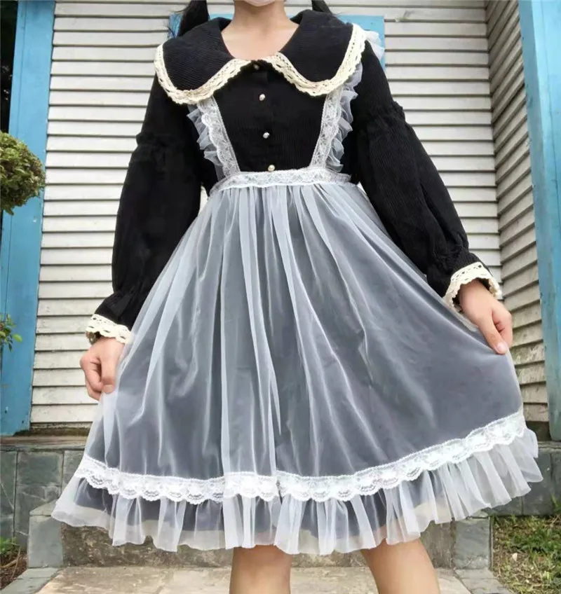 Harajuku Лолита платье уличная мода женское платье мягкие японские игрушки фонарь рукав Готический стиль тюль Лолита милое платье для девочки