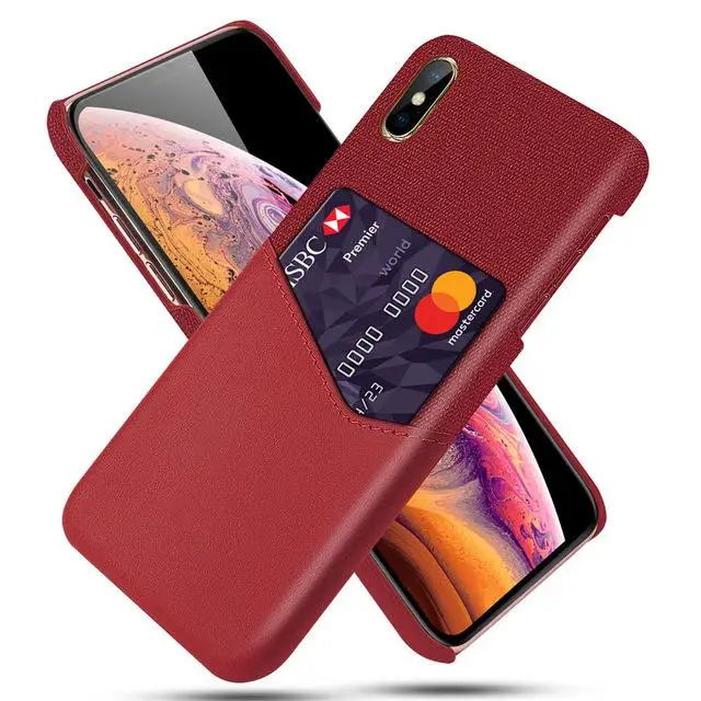 Для iPhone XS Max XR X XS 7 8 Plus Чехол для карт из искусственной кожи Бизнес чехол для iPhone 7 8 6 6S Plus X XS слоты для карт жесткий чехол - Color: Red