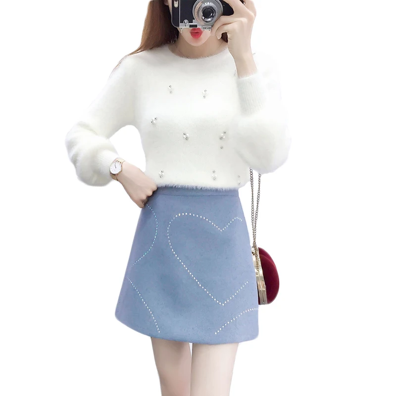 Клетчатая мини-юбка комплект в Корейском стиле для женщин из 2 предметов девушек