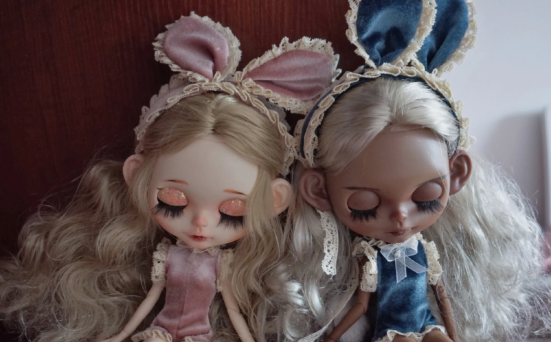 3 шт./компл. комплект из платья с кроликом ручной работы бархатное кружевное