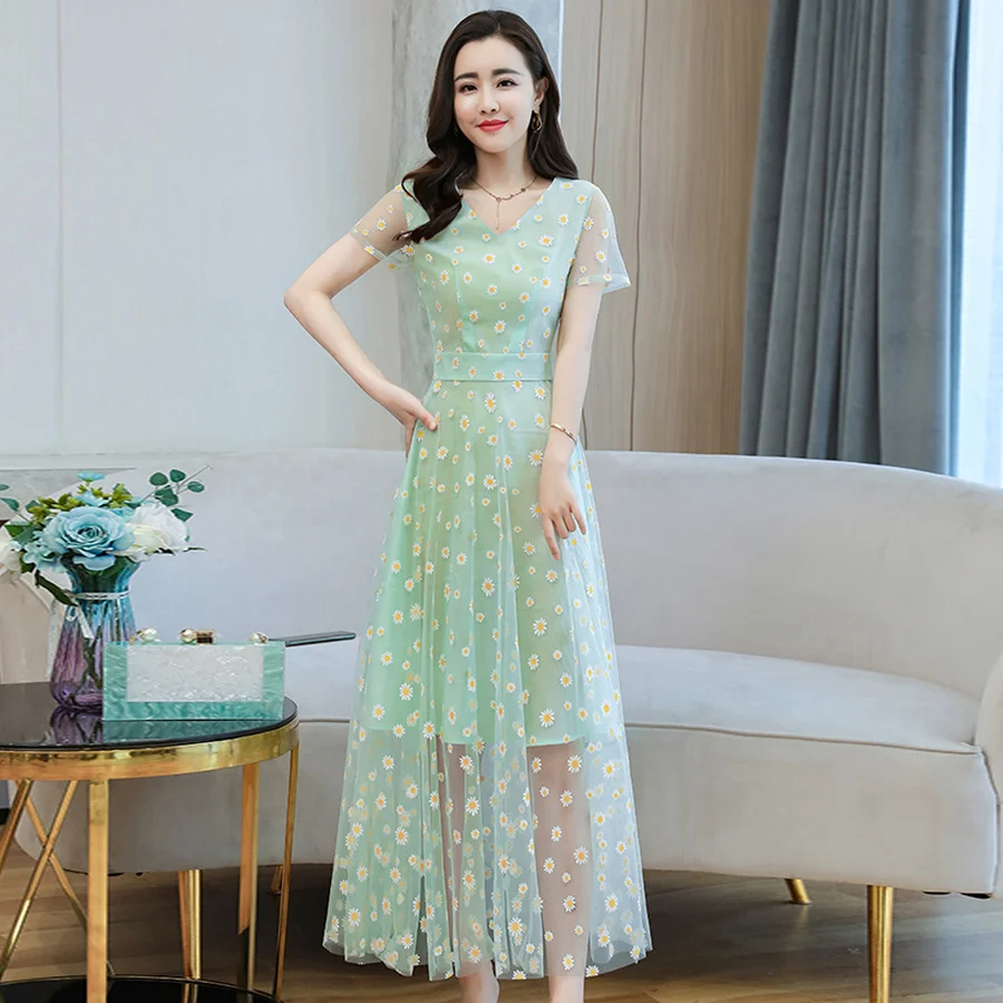 2021 сезон: весна-лето отпуск шифоновое Сетчатое макси платья размера плюс с