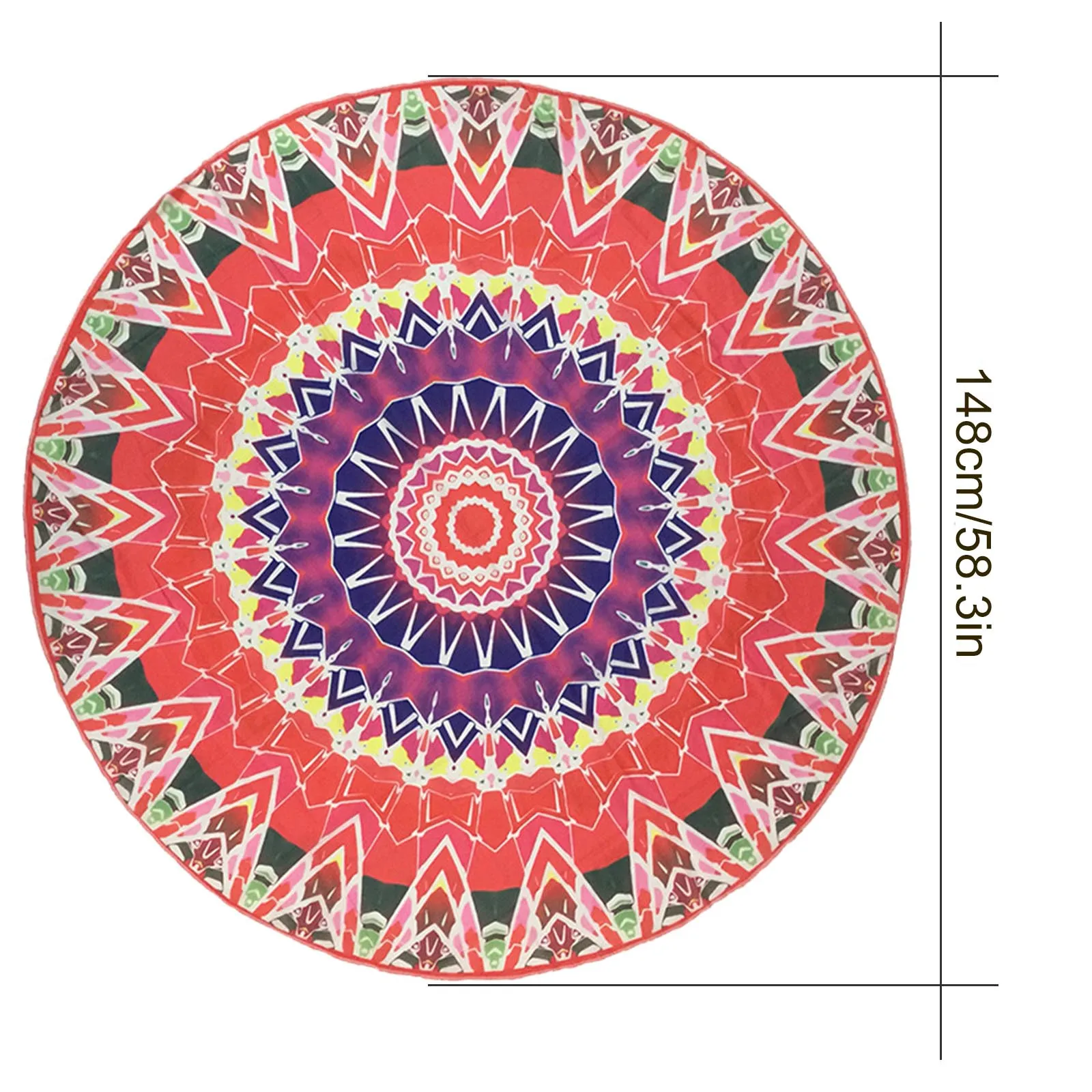 

Round Beach Towel Large Sand Proof Beach Blanket Circle Meditation 58inch Beach/sand Toys Children's Outdoor Toys