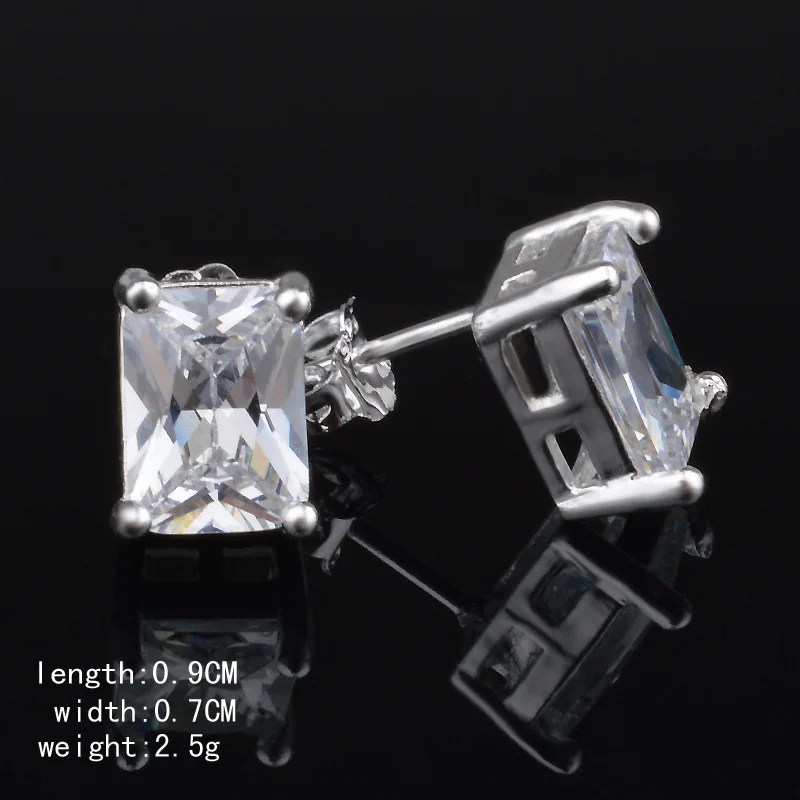 

925 Silver Square Rhinestone Earrings Women New 2021 Hot Sale Fashion Zircon Temperament Elegant Advanced Sense Wholesale