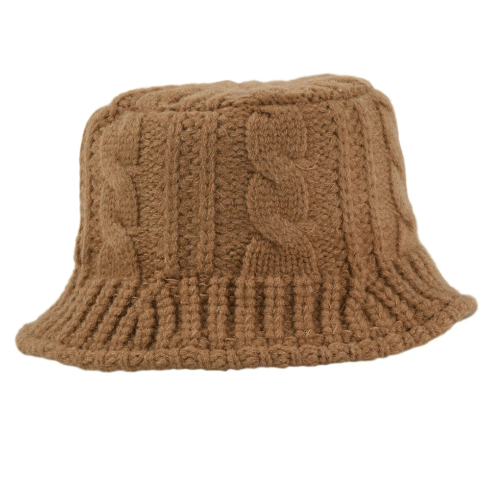 HOAREE Orange Knitted Designer Bucket Hat Women Warm Autumn Winter Hats for Women Solid Khaki Black Beige Yellow Fishing Hats