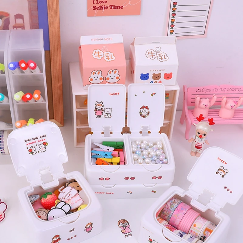 

Mini Button Desktop with Button Cute Storage Box with Lid Sundries Jewlery Storage Box Organizer Kawaii Box Container Storage