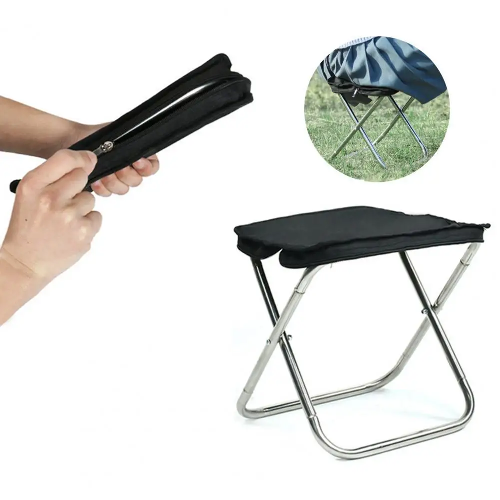 

Outdoor Stainless Steel Folding Stool High-strength Portable Fishing Camping Storage Foldable Chair With Strong Elastic Rope