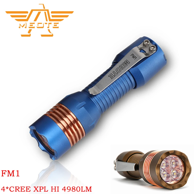 MEOTE FM1 4*XPL HI 4980lm 190m BLF Anduril UI 18650 Powerful LED Flashlight Lantern For Self Defense Camping EDC