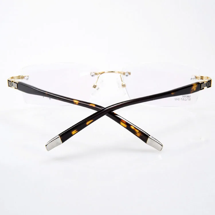 Мужские очки без оправы EOOUOOE золотистые/Серебристые оптические в металлической