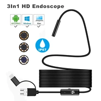 endoscope camera 8mm 3 in 1 usb mini camcorders ip67 waterproof 6 led borescope inspection camera for windows macbook pc android