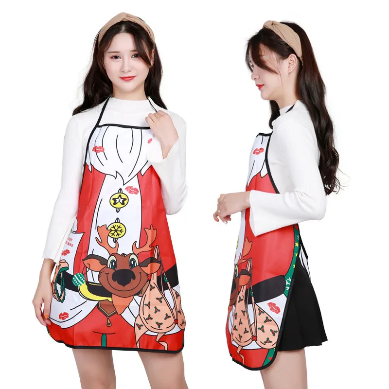 Фартук с мультяшными рисунками фартук для рождественской елки оленя Санты Яркий