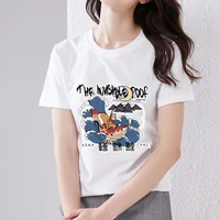 womens t shirt clothing street casual harajuku style japanese anime fire fox mask pattern print slim polyester crew neck top