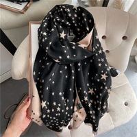 2021 women print cashmere scarf hijab stars female winter new pashmina warm thick shawl wrap blanket echarpe foulard bufanda