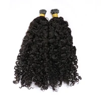 kinky curly i tip hair extension pre bonded brazilian remy human hair soft curly stick i tip hair bundles 100 strands 100g