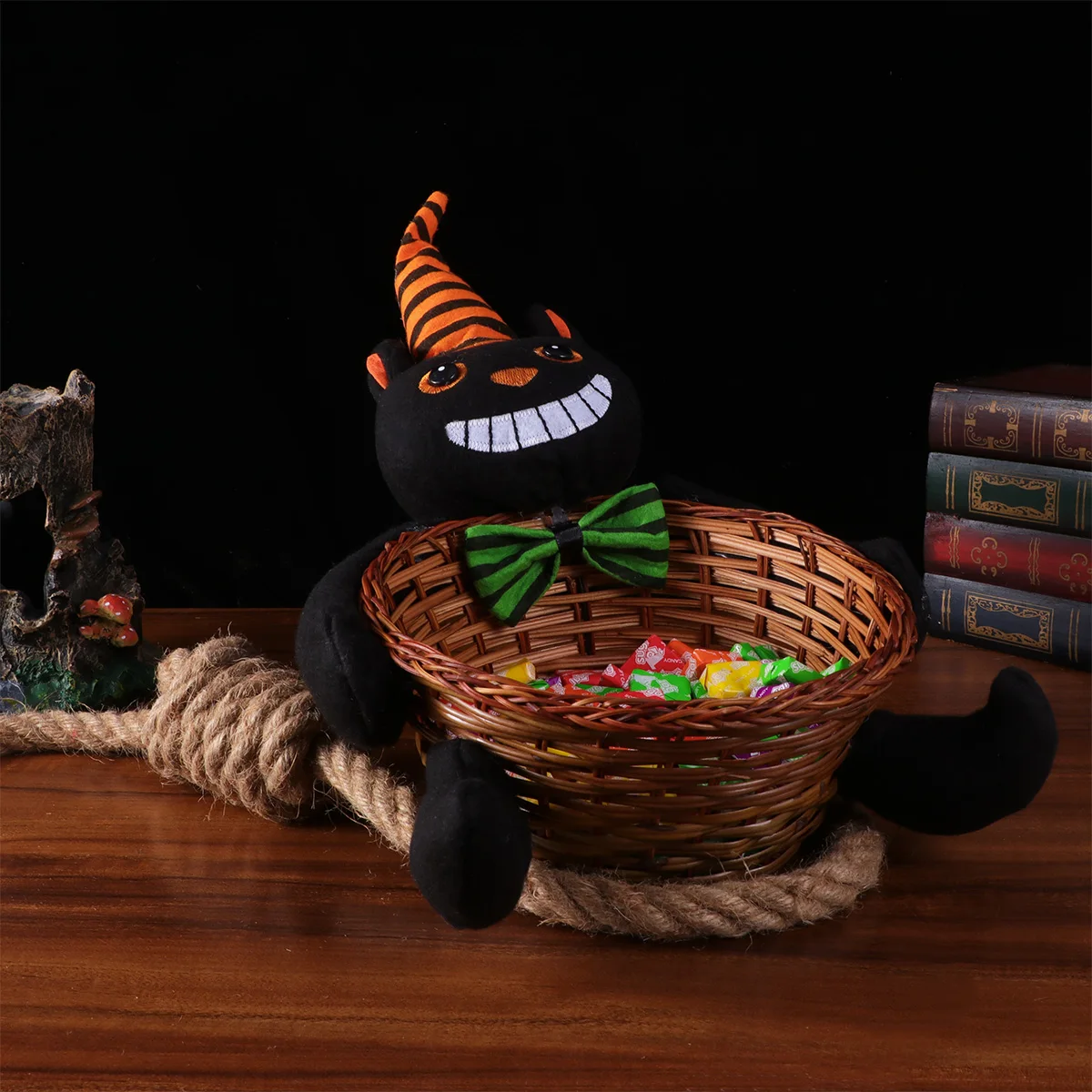 2020 корзина для хранения на Хэллоуин Бамбуковая Милая Черная кошка с шляпой
