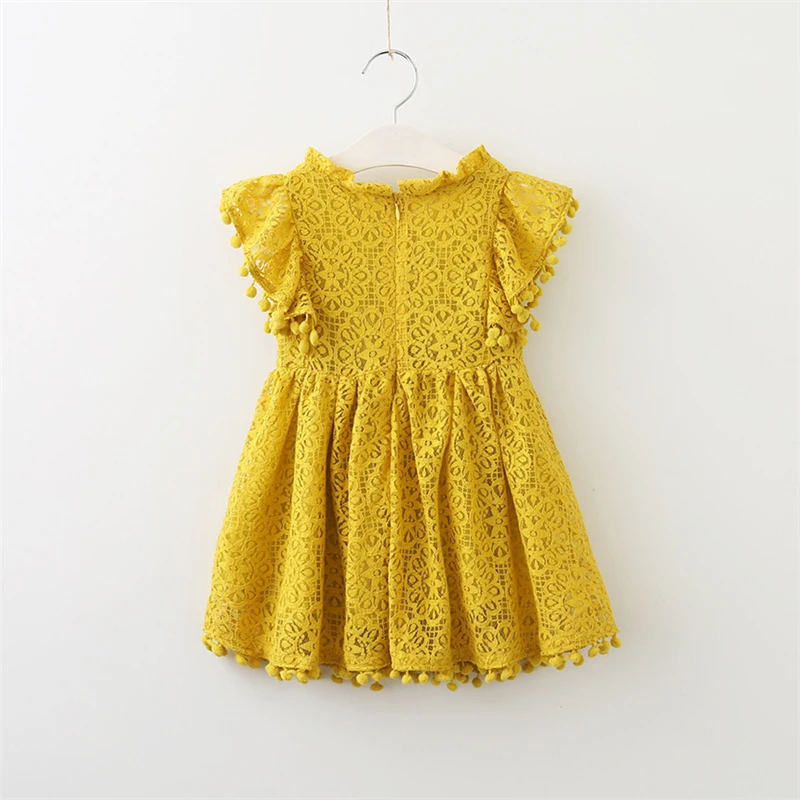 Летнее платье принцессы для маленьких девочек с цветочной вышивкой и кружевом