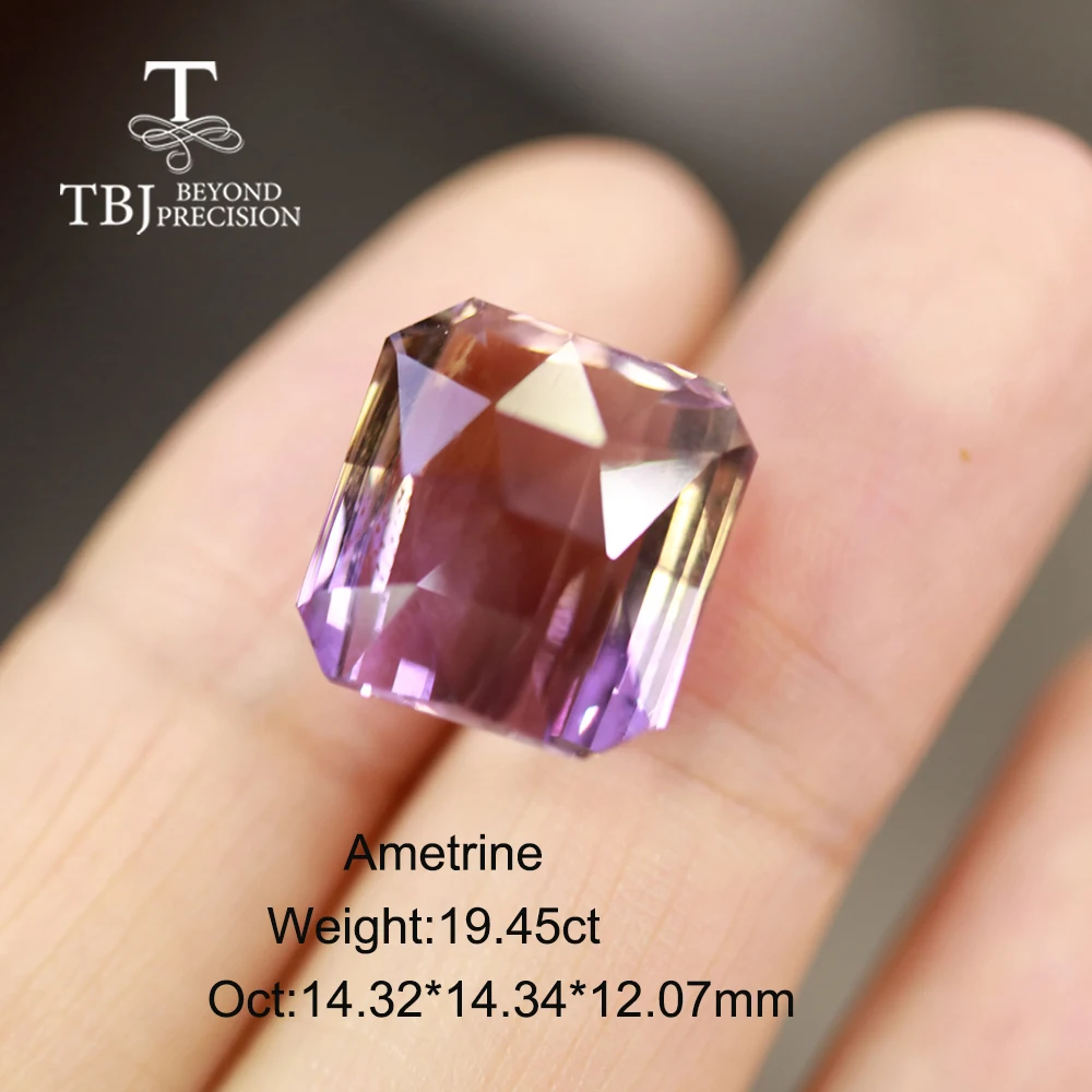 19.45ct Натуральный большой размер Аметрин незакрепленный драгоценный камень для Diy ювелирных изделий 925 серебро 18k 14k золотые ювелирные изделия tbj ювелирные изделия - Цвет камня: 19.45ct