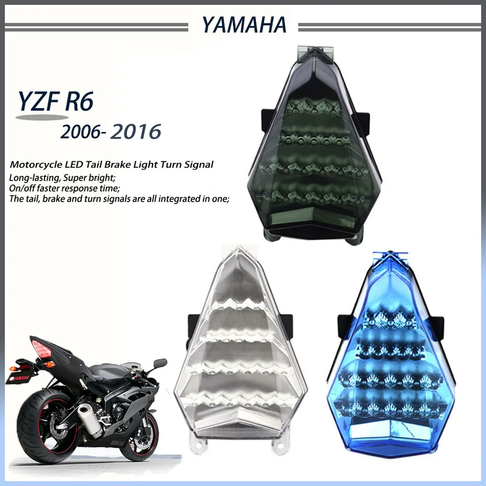 LED Tail Light Turn Signal For YAMAHA YZF R6 YZFR6 2006-2016 YZF-R6 2008 10 Motorcycle Accessories Rear Brake Light Blinker Lamp