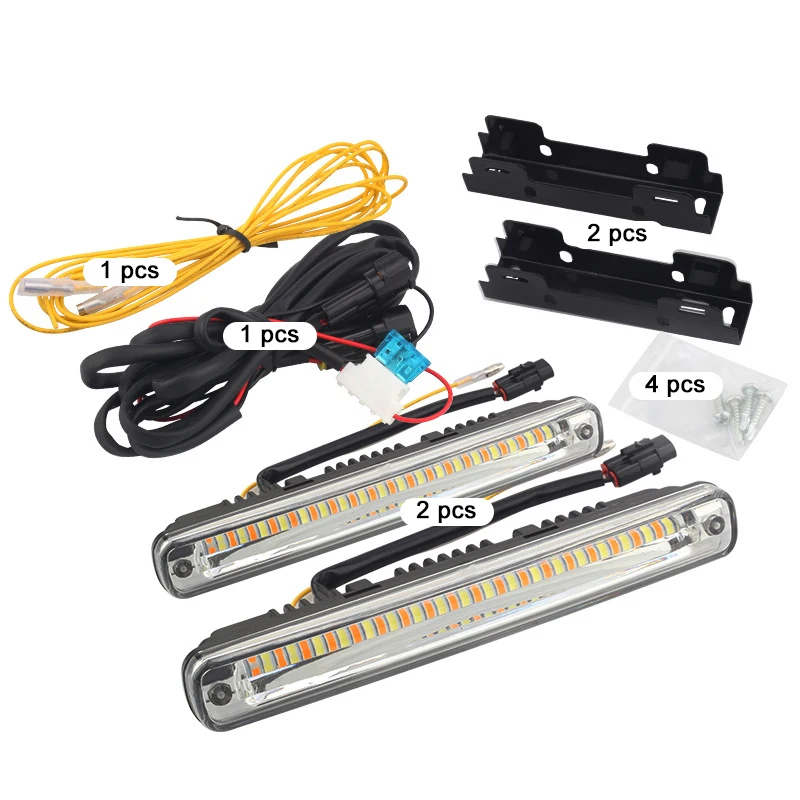 

Universal 1 Pair 12V LED Night And Running Light Metal Auto Decorative Lamp Turn Signal Light Super White Blue Amber