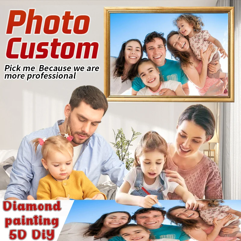 Diamond Painting 5D DIY Photo Custom Any Picture Full Square/Round Rhinestone Embroidery Mosaic Art Kit Hobby Home Decoration