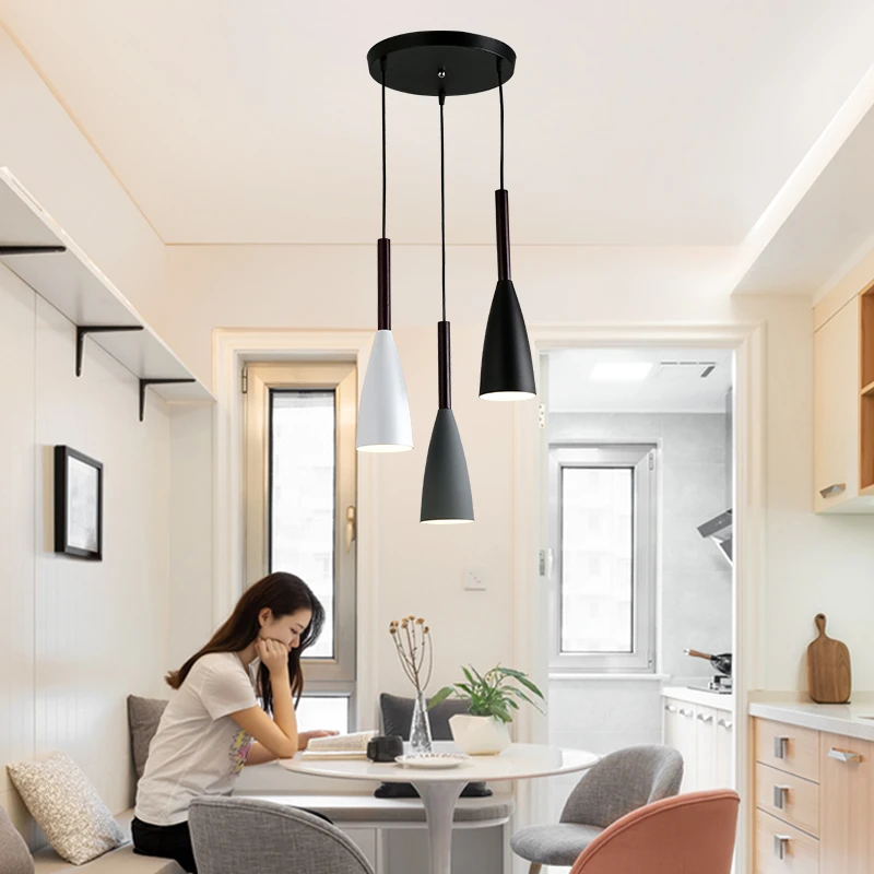 

Modern 3 Pendant Lamp E27 Nordic Minimalist Black Pendant Light Home Decor Bar Kitchen Island Hanging Lamps Living Room Lights