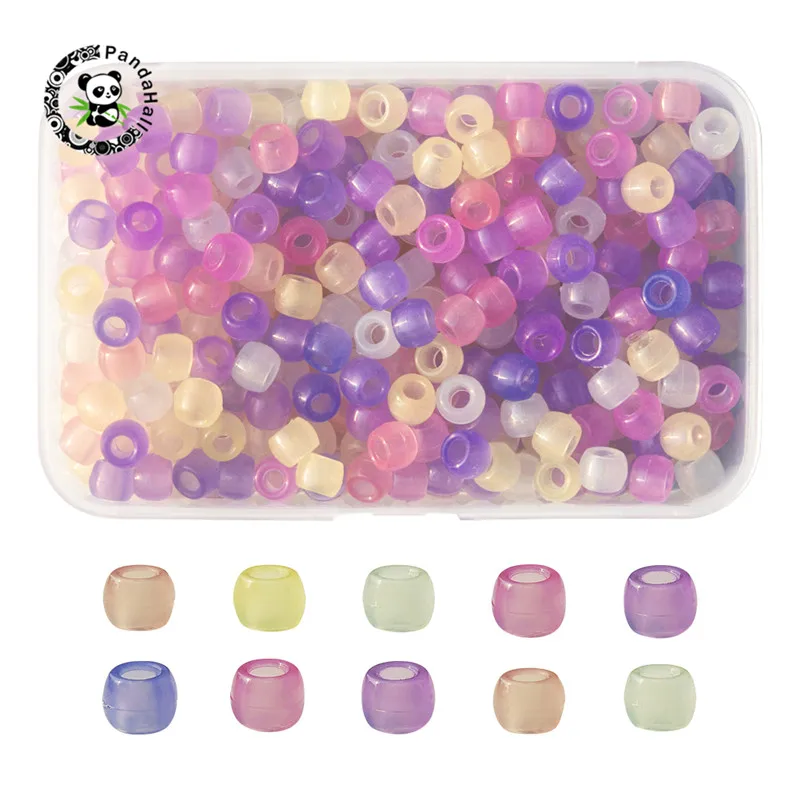 

1 коробка, светящиеся Европейские Бусины pandahall из смолы для изготовления ювелирных изделий, ожерелий, браслетов, «сделай сам», прозрачные бу...