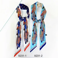 new feather print womens scarf for summer 2021tie handbag handle small ribbon hijab scarf hair band m
