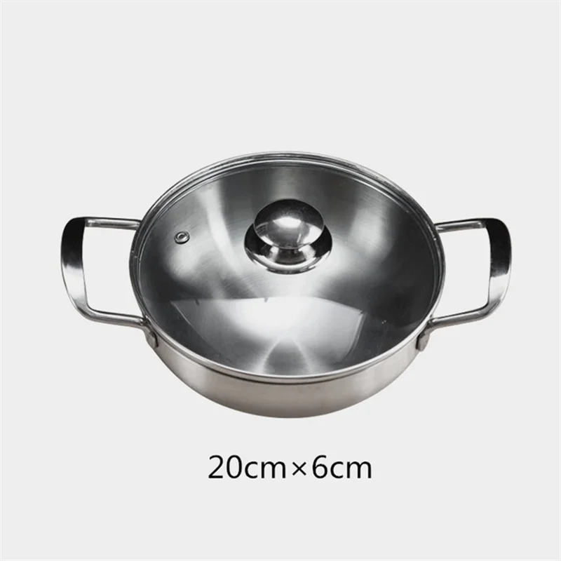 20cm with lid 18 см/20 см/22 см нержавеющая сталь Hotpot плоское дно кастрюля для приготовления пищи горшок для Раков морепродуктов кухонный кастрюля для индукционной плиты - Цвет: 20cm with lid