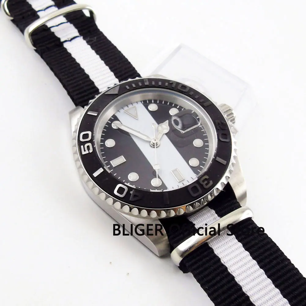 Модные механические мужские часы 40 мм матовый Безель MIYOTA Move Men t функция вращения