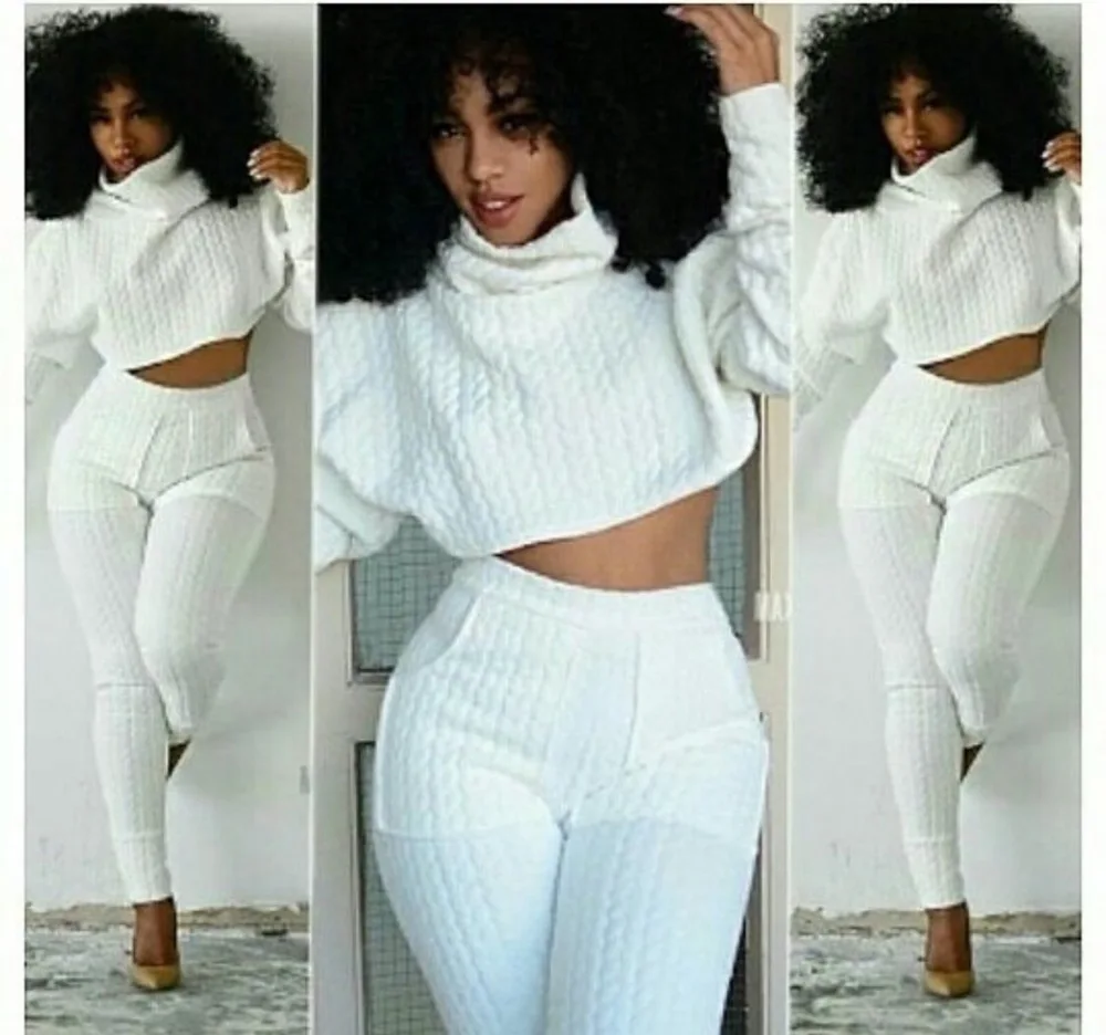

Winter Sexy Fashion Design Casual Trousers Two-piece Jumpsuit Women's Jumpsuit Solid Color Thickened Tights Women Clothes