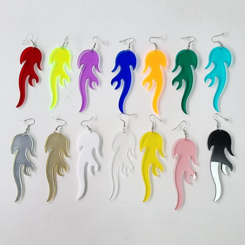 

Fashionable Simple Creative Flame Shape Acrylic Earrings Personality Hip Hop Style Women's Party Jewelry Accessories Gift